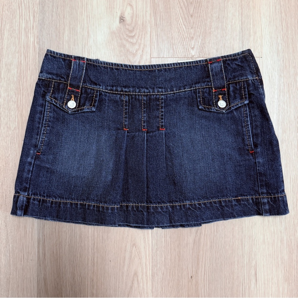 Tommy Hilfiger Jeans Dark Wash 2002 Vintage Y2K Pleated Mini Skirt Juniors 9 New